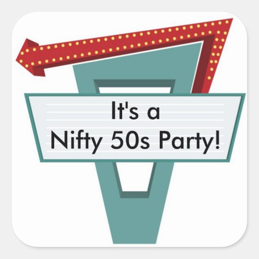 50sダイナーサイン1ステッカー スクエアシール (正面)