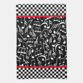 50'sダイナーミュージカルノートのキッチンタオル キッチンタオル (縦)