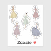 50sファッション5カラフルドレス シール (シート)