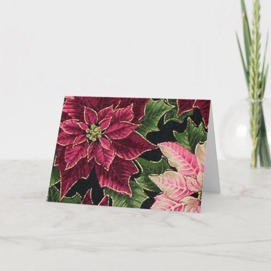 50sポインセチアのバーガンディのレトロピンク シーズンカード (正面)