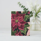 50sポインセチアのバーガンディのレトロピンク ポストカード (スタンド正面)