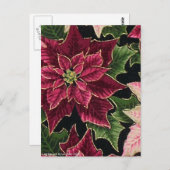 50sポインセチアのバーガンディのレトロピンク ポストカード (正面/裏面)
