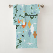 50sモダン抽象芸術スターバスト青