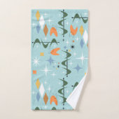 50sモダン抽象芸術スターバスト青 バスタオルセット (ハンドタオル)