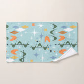 50sモダン抽象芸術スターバスト青 バスタオルセット (ハンドタオル)