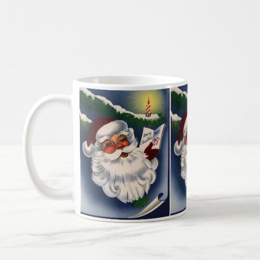 50sレトロのすてきなサンタクロースのヴィンテージのクリスマス コーヒーマグカップ (左)