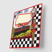 50sレトロダイナ空白のー徴候 スクエア壁時計 (傾斜)