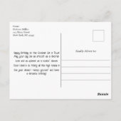 50sヴィンテージレトロジュークボックス、ダイナー、お誕生日ケーキ ポストカード (裏面)