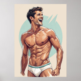 50sヴィンテージ – ハンサムな男のポーズ ポスター