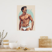 50sヴィンテージ – ハンサムな男のポーズ ポスター (キッチン)