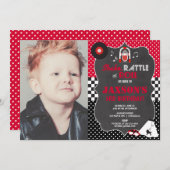 50s五十年代のソックスのホツプの石ロール誕生日の招待 招待状 (正面/裏面)