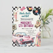 50s retro birthday party invitation 招待状 (スタンド正面)