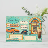 50's Retro Turquoise & Orange Birthday 招待状 (スタンド正面)