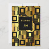 50tアールデコバースデーパーティー金ゴールドブラック招待状 招待状 (裏面)