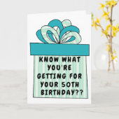 50thおもしろいまたは丘の上の任意の年齢誕生日 カード (黄色い花)