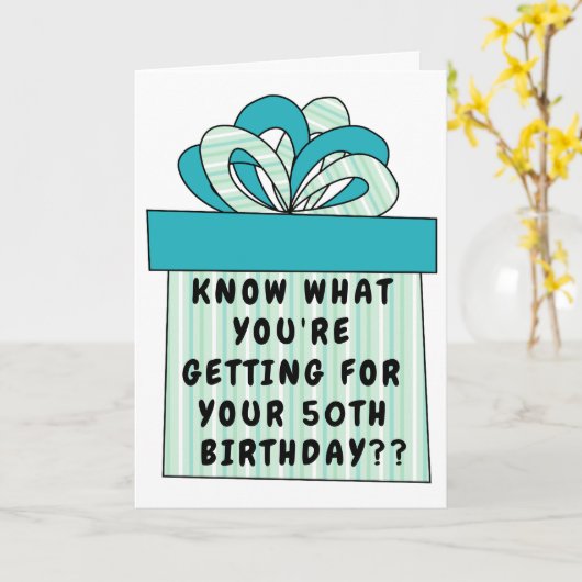 50thおもしろいまたは丘の上の任意の年齢誕生日 カード (黄色い花)