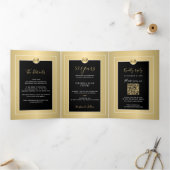 50thの結婚金ゴールド記念写真QR RSVP 三つ折り案内状 (内部)