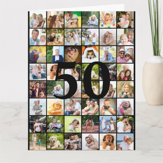 50thまたは任意の年齢の写真コラージュの大きな誕生日 カード (正面)