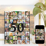 50thまたは任意の年齢の写真コラージュの大きな誕生日 カード<br><div class="desc">写真テンプレートの大きなバースデーカスタマイズタカードは、任意の年齢と最大40枚の写真を追加違うできる。サンプルは編集できる50誕生日用であり、メッセージを内部でパーソナライズし、その年を背面に記録することもできる。この写真テンプレートは、上から下に向かって右に離れ動いている写真を追加する準備ができている。フォトコラージュは実際には48枚の写真をグリッドに表示するが、中央の8枚は部分的に番号で隠され、他の写真から自動的に塗りつぶされる。背景の色は黒だが、色を変え感じたいと思うとカスタマイズもクリックもし「更に」自由に色を変えたいと思う。誰でも簡単にこの大きな誕生日カードの中のメッセージを適応できる…あなたの母、パパ、息子、娘、兄、妹、友人、同僚…</div>