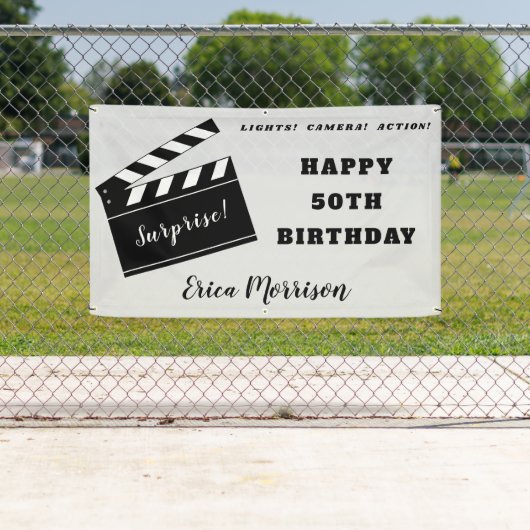 50thまたは任意の年齢の誕生日映画テーマパーティー 横断幕 (インサイチュ)
