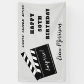 50thまたは任意の年齢の誕生日映画テーマパーティー 横断幕 (縦)