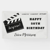 50thまたは任意の年齢の誕生日映画テーマパーティー 横断幕 (横)