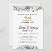 50thまたは任意の記念日のフローラエレガント金ゴールド 招待状 (正面)