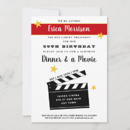 50thまたは任意の誕生日サプライズディナー&ムービーパーティー 招待状