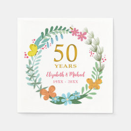 50thアニバーサリーゴールデンフローラバタフライリース スタンダードカクテルナプキン