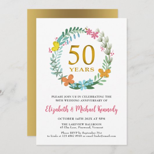 50thアニバーサリーゴールデンフローラリース招待状 招待状 (正面/裏面)