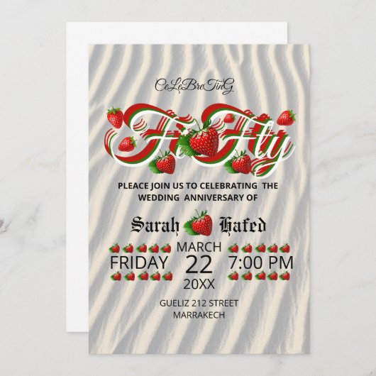 50thアニバーサリーベリー招待状、ゴールデン結婚ズ 招待状 (正面/裏面)