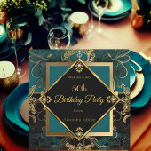 50thエレガントバースデーパーティージード金ゴールドブラック 招待状