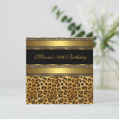 50thエレガントバースデーパーティーブラック金ゴールドチータ2 招待状 (スタンド正面)