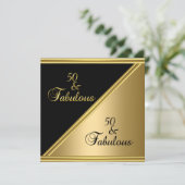 50thエレガントバースデーパーティーブラック金ゴールドフローラ 招待状 (スタンド正面)