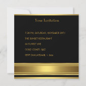 50thエレガントバースデーパーティーブラック金ゴールドマン 招待状 (裏面)