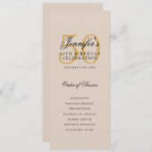 50thエレガントバースデーパーティープログラム金ゴールドシャンパン 招待状 (正面/裏面)