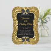 50thエレガントバースデーパーティー金ゴールドゴールデンブラック2 招待状 (スタンド正面)