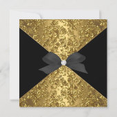 50thエレガントバースデーパーティー金ゴールドゴールデンブラック 招待状 (裏面)
