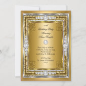 50thエレガントバースデーパーティー金ゴールドシルバーダイヤモンド 招待状 (裏面)