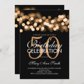 50thエレガントバースデーパーティー金ゴールドハリウッドグラム 招待状 (正面/裏面)