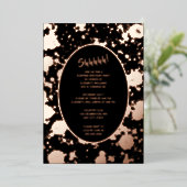 50thエレガントフォトオンバックカスタム誕生日ブラック 箔招待状 (立ち正面)