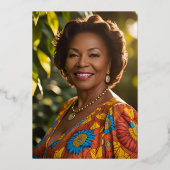 50thエレガントフォトオンバックカスタム誕生日ブラック 箔招待状 (裏面)