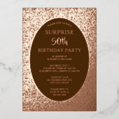 50thエレガントフォトオンバックカスタム誕生日ユニーク 箔招待状 (正面)