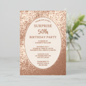 50thエレガントフォトオンバックカスタム誕生日ユニーク 箔招待状 (立ち正面)