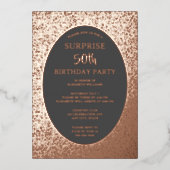 50thエレガントフォトオンバックカスタム誕生日ユニーク 箔招待状 (正面)