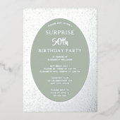 50thエレガントフォトオンバックカスタム誕生日ユニーク 箔招待状 (正面)