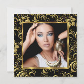 50thエレガント誕生日パーティーヒール・シャンパーニュ写真 招待状 (裏面)