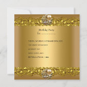 50thエレガント誕生日パーティー金ゴールドパールジュエル 招待状 (裏面)