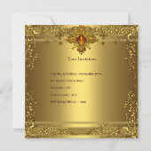 50thエレガント誕生日パーティー金ゴールドレース金ゴールドジュエル 招待状 (裏面)