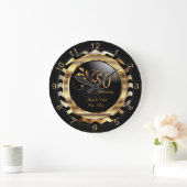 50thエレガント金ゴールドChevron記念日デザイン ラージ壁時計 (ホーム)